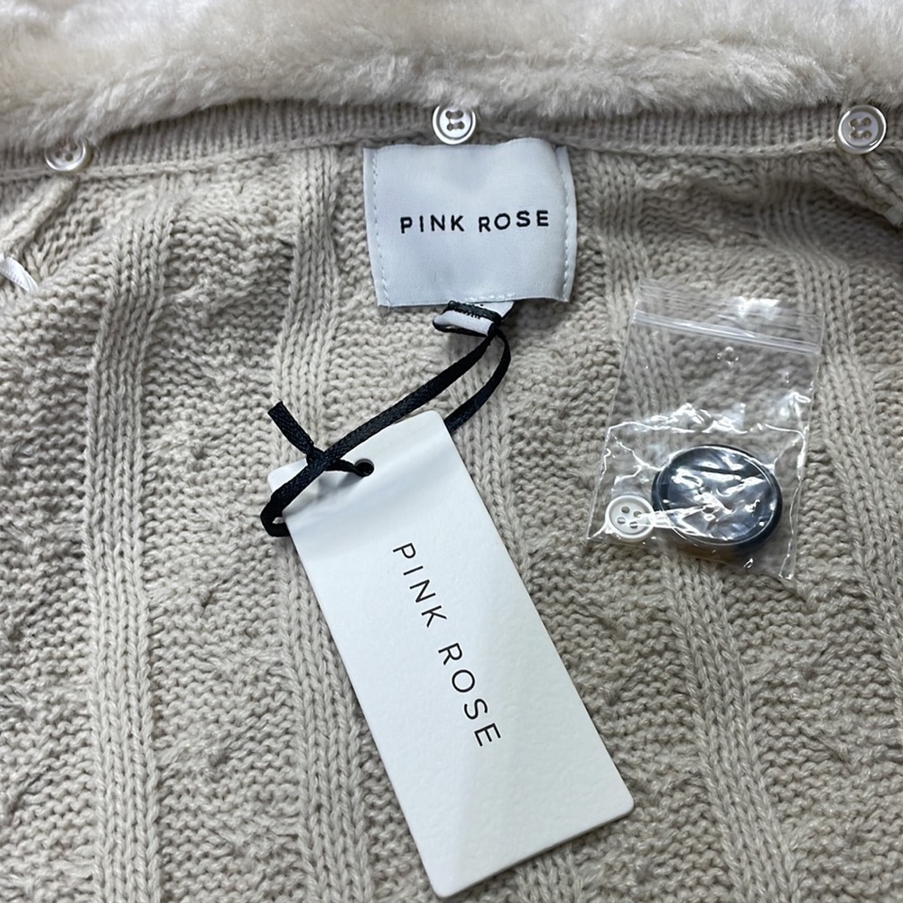 Pink Rose Magic Stone Faux Fur Cardigan NWT - Picture 9 of 11